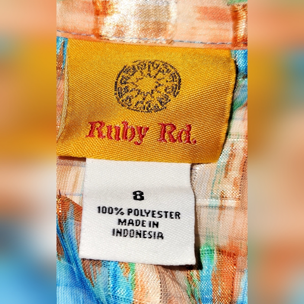 Ruby Rd. Blue and Orange Patterned Blouse - image 3